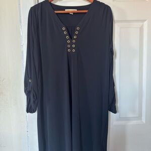 Michael Kors Black Long Sleeve Eyelet Tunic Dress